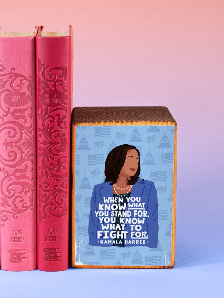 Kamala Harris - Fight Quote Individual Wood Bookend
