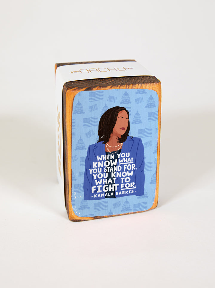 Kamala Harris - Fight Quote Individual Wood Bookend