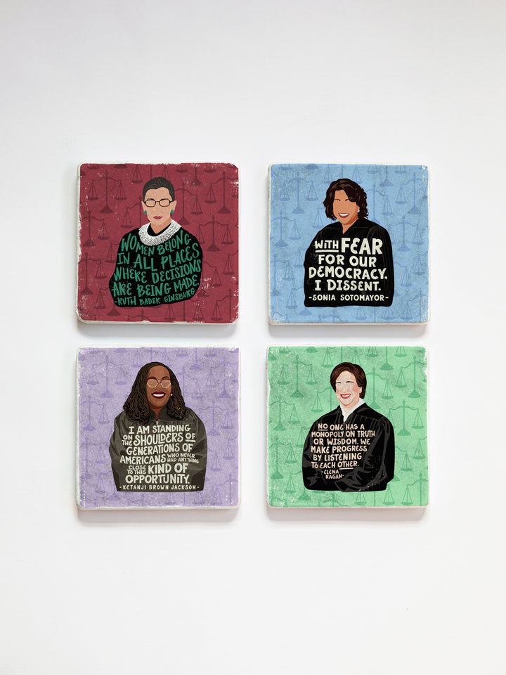 Feminist Iconic Women Quotes - Build Your Own Marble Coaster Set of 4