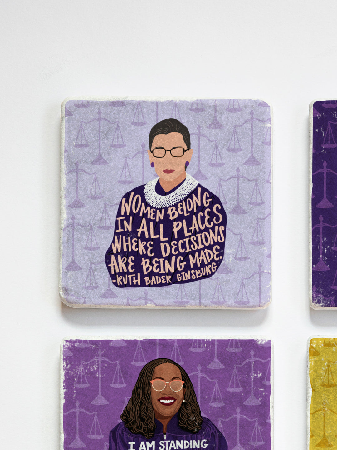 Ms. JD SCOTUS Iconic Woman Supreme Court Justices coaster set of 4