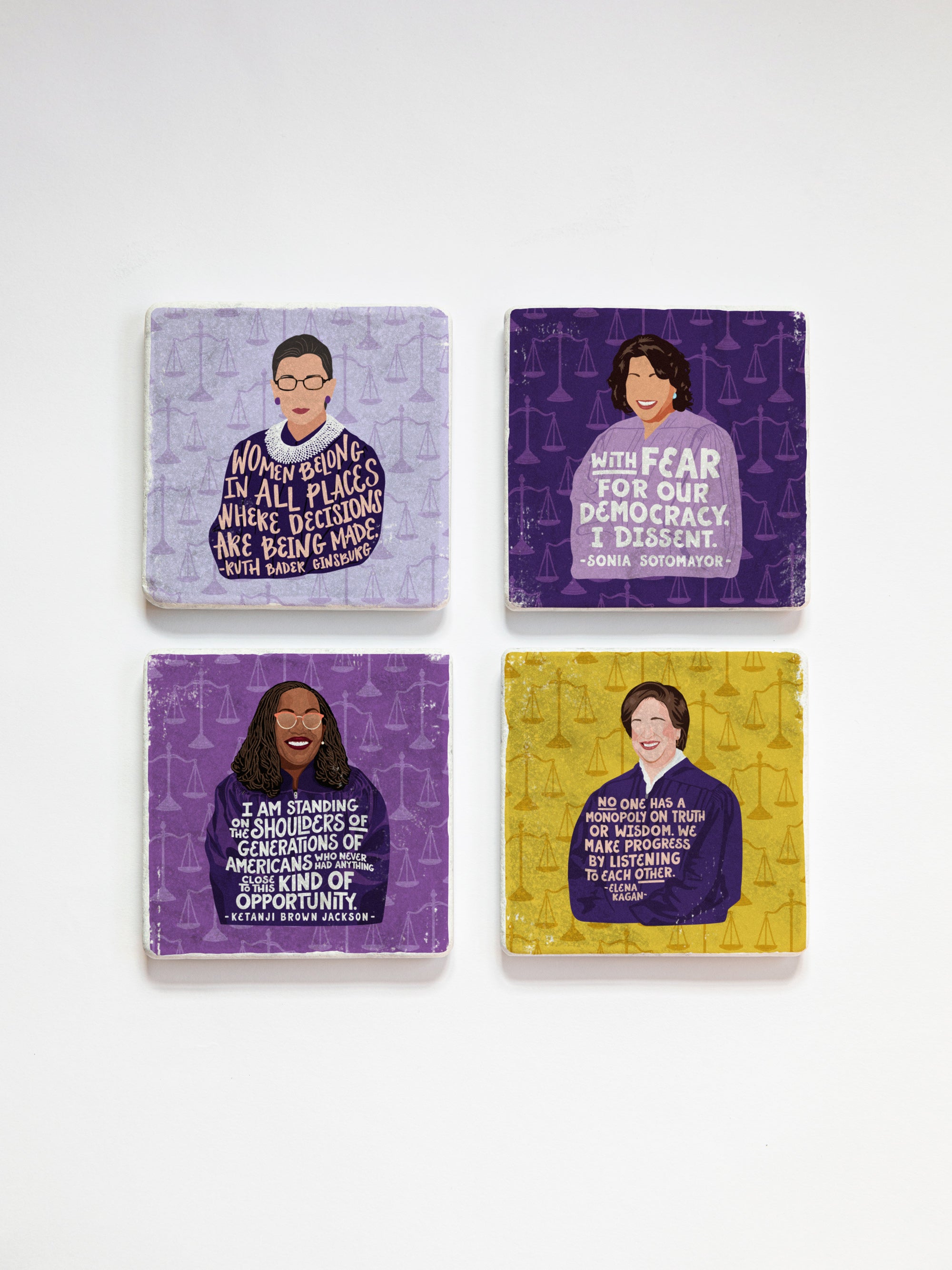 Ms. JD SCOTUS Iconic Women Supreme Court Justices coaster set – ARCHd