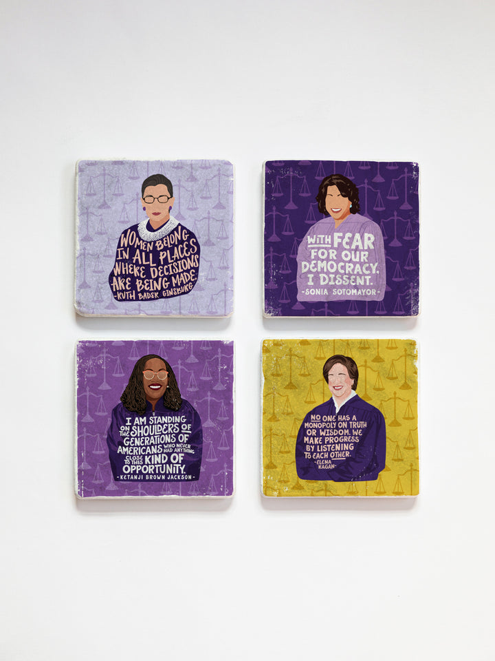 Ms. JD SCOTUS Iconic Woman Supreme Court Justices coaster set of 4