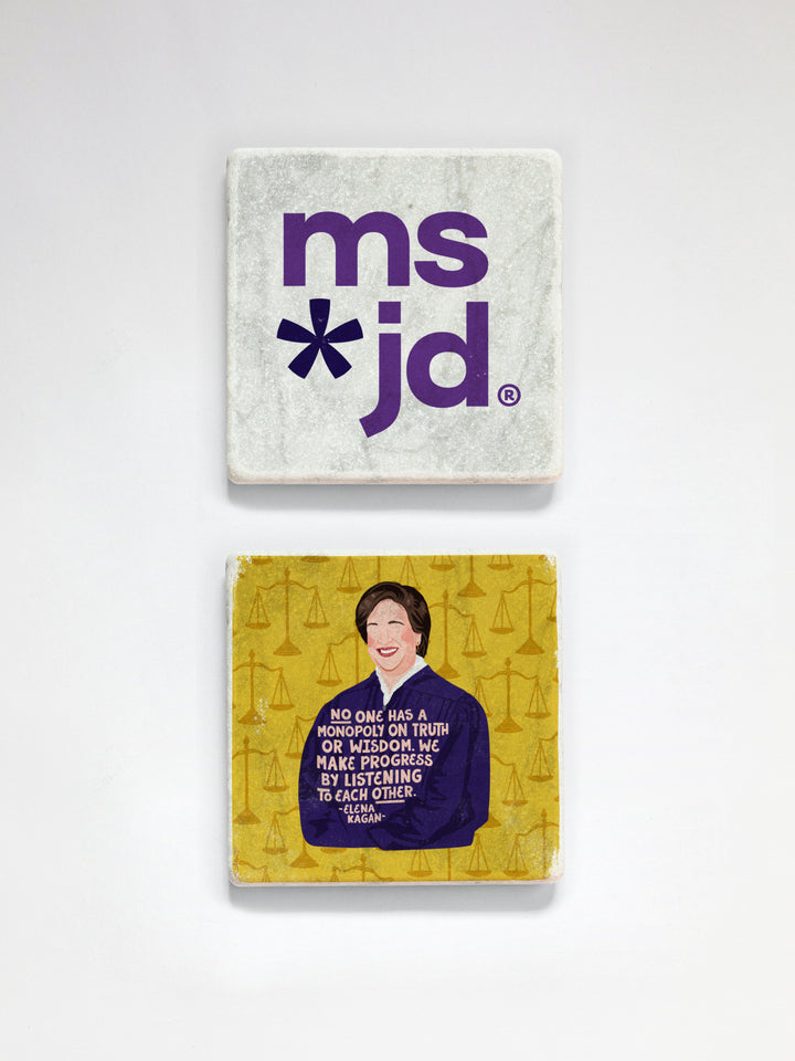 Ms. JD - Choose your Favorite Iconic Woman Lawyer coaster 2-pack