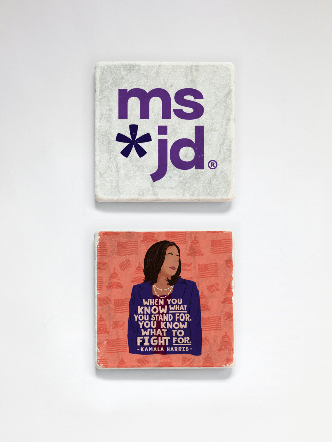 Ms. JD - Choose your Favorite Iconic Woman Lawyer coaster 2-pack