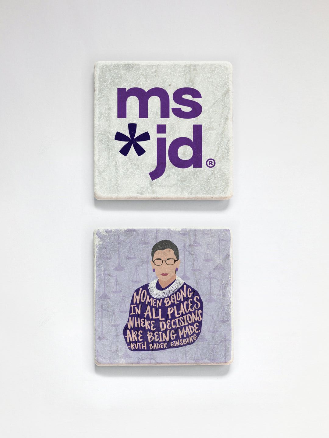 Ms. JD - Choose your Favorite Iconic Woman Lawyer coaster 2-pack