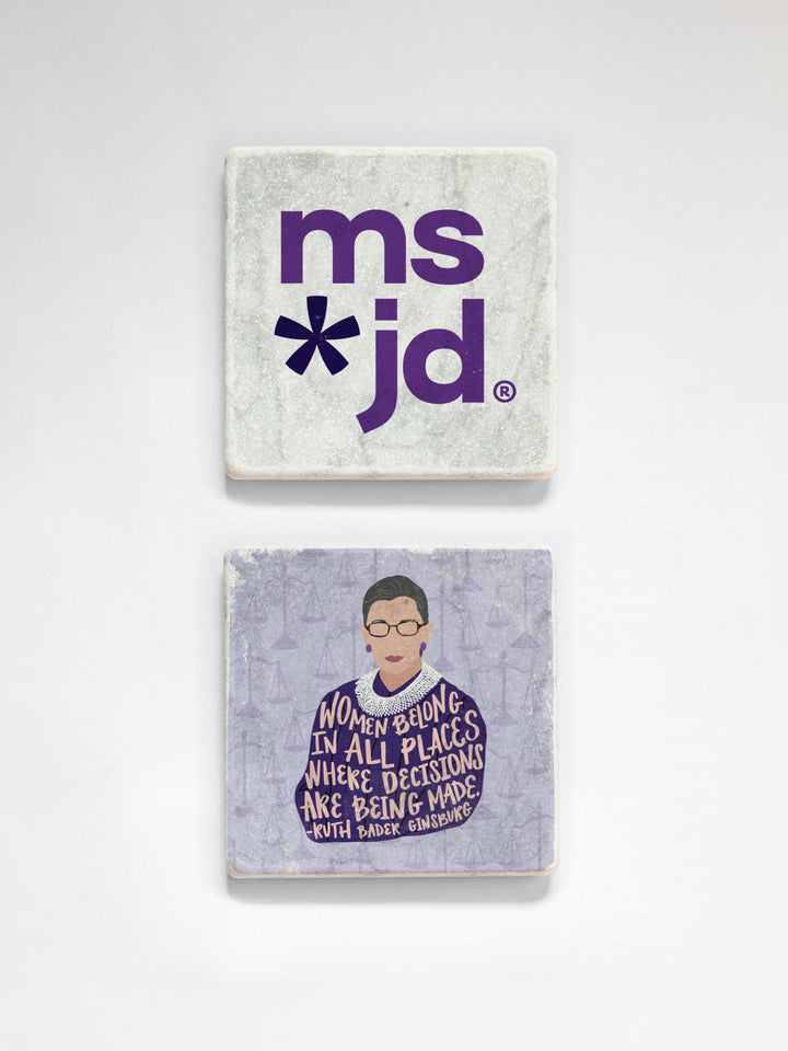 Ms. JD - Choose your Favorite Iconic Woman Lawyer coaster 2-pack