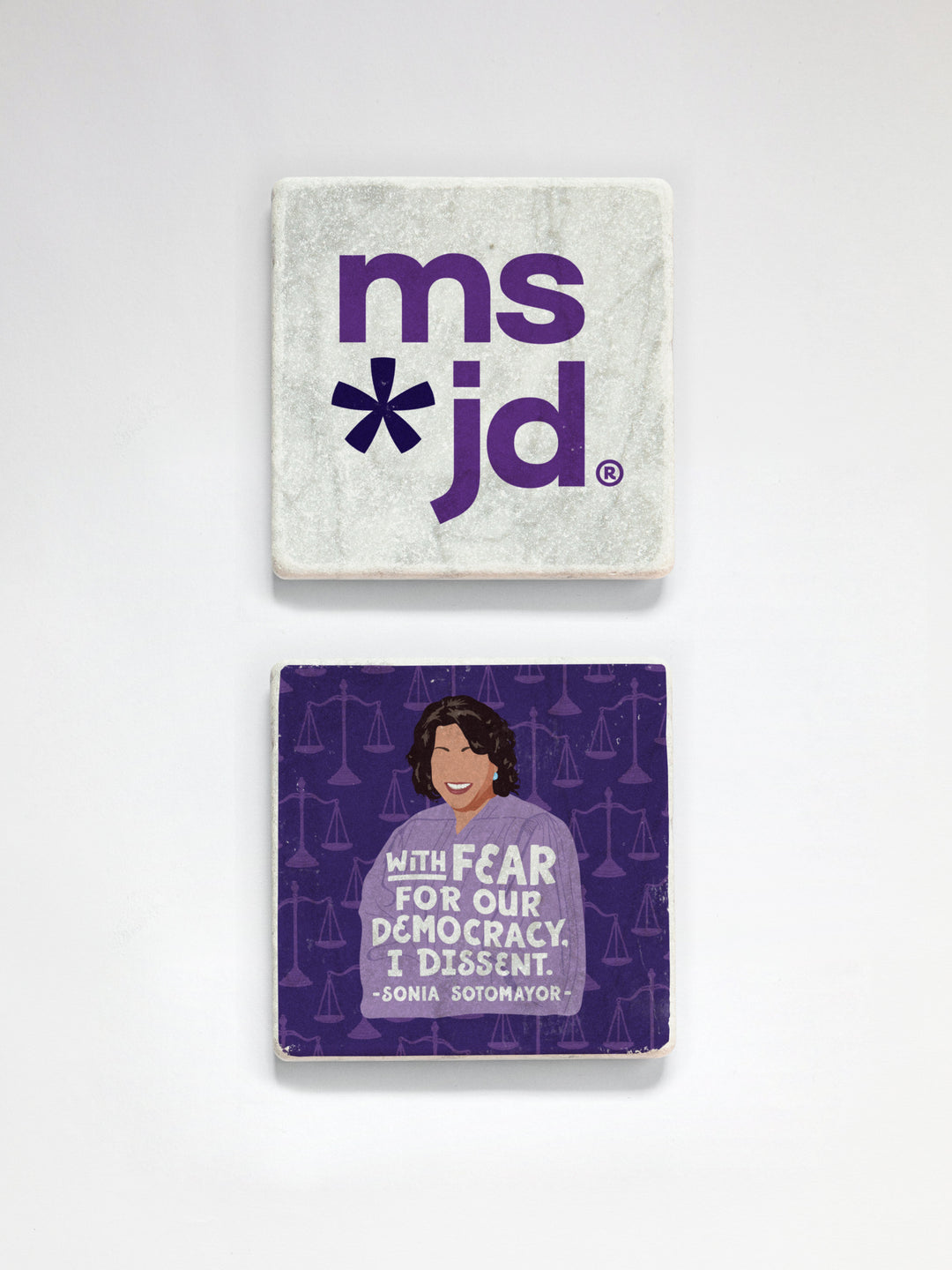 Ms. JD - Choose your Favorite Iconic Woman Lawyer coaster 2-pack