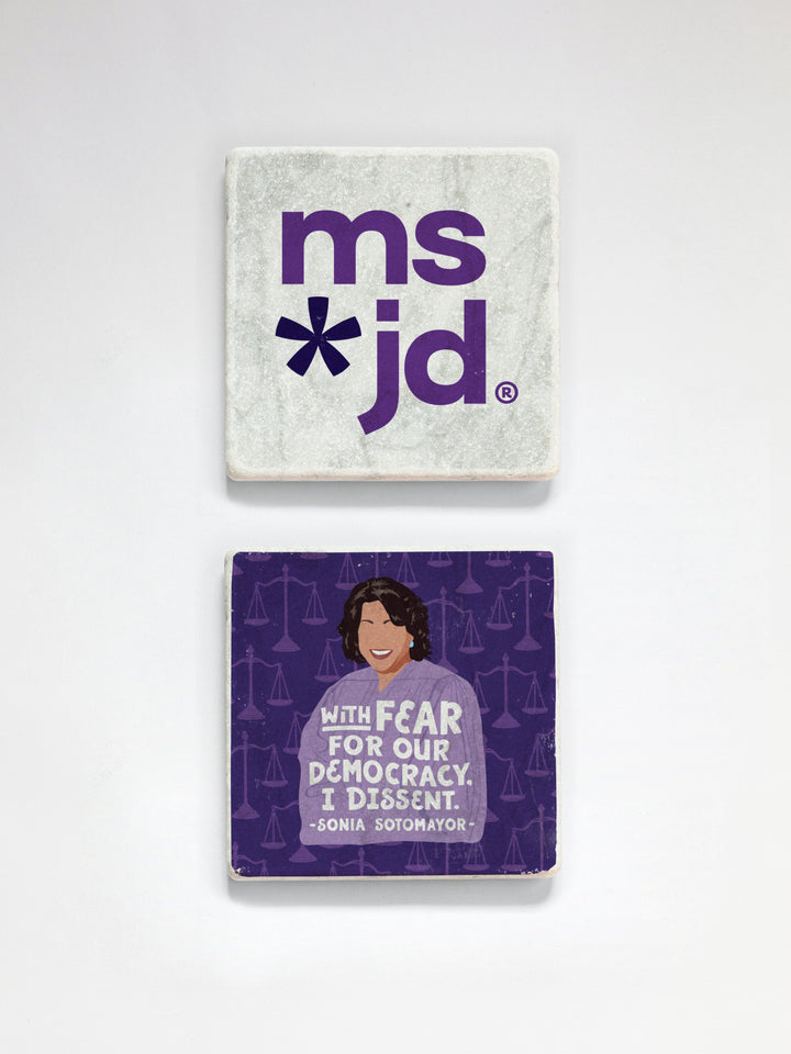 Ms. JD - Choose your Favorite Iconic Woman Lawyer coaster 2-pack