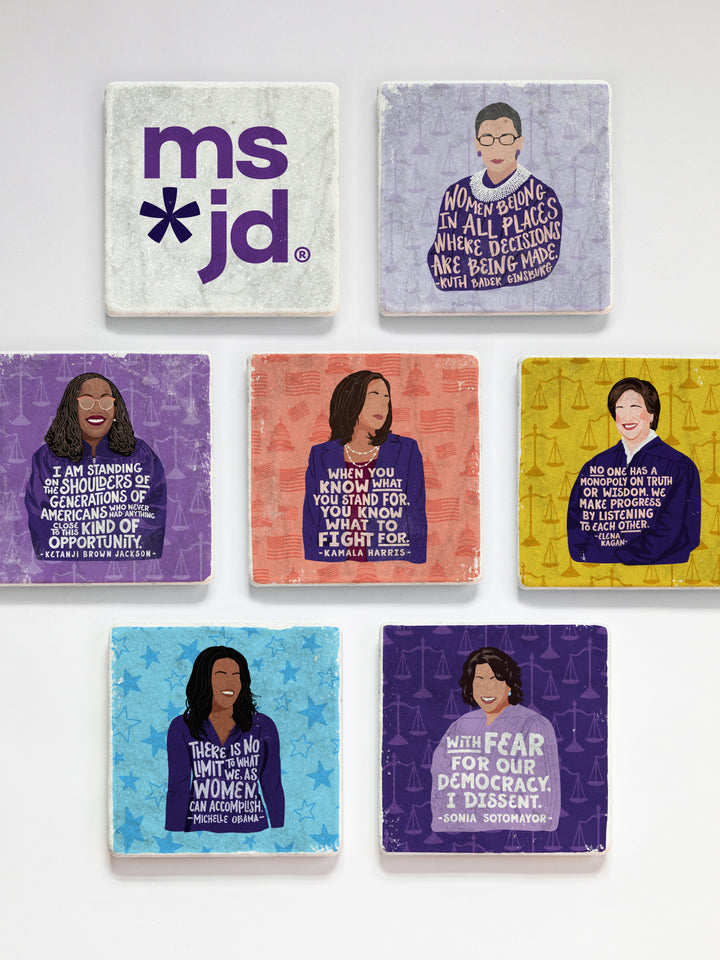 Ms. JD - Choose your Favorite Iconic Woman Lawyer coaster 2-pack