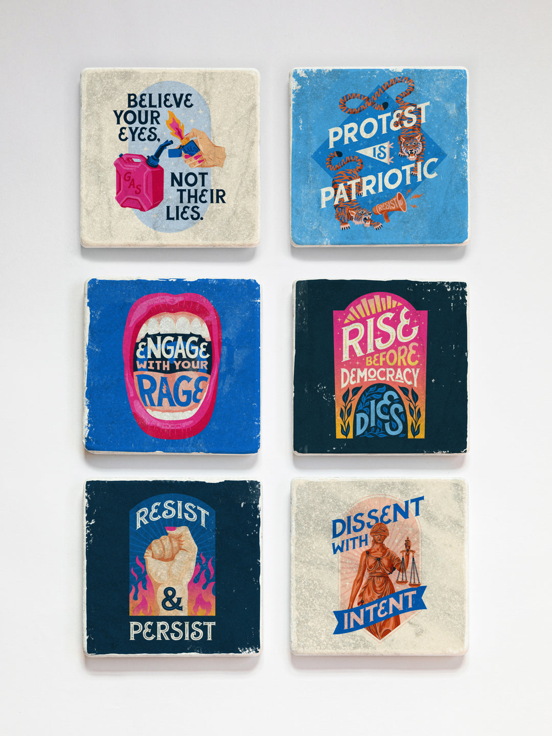 Protest Art - Build your Own Marble Coaster Set of 4