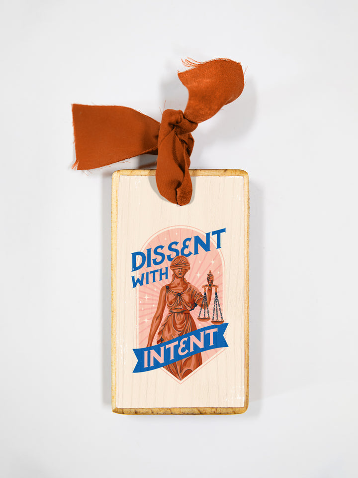Dissent with Intent, Lady Justice Wood Ornament