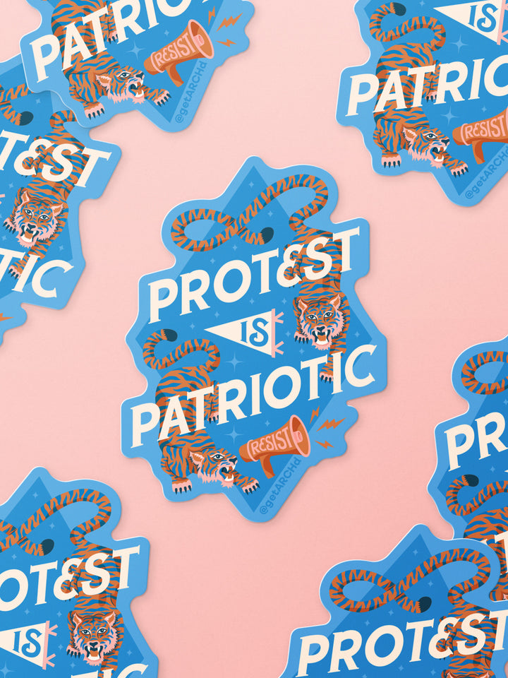 Protest is Patriotic, Tiger Illustrated Protest Sticker