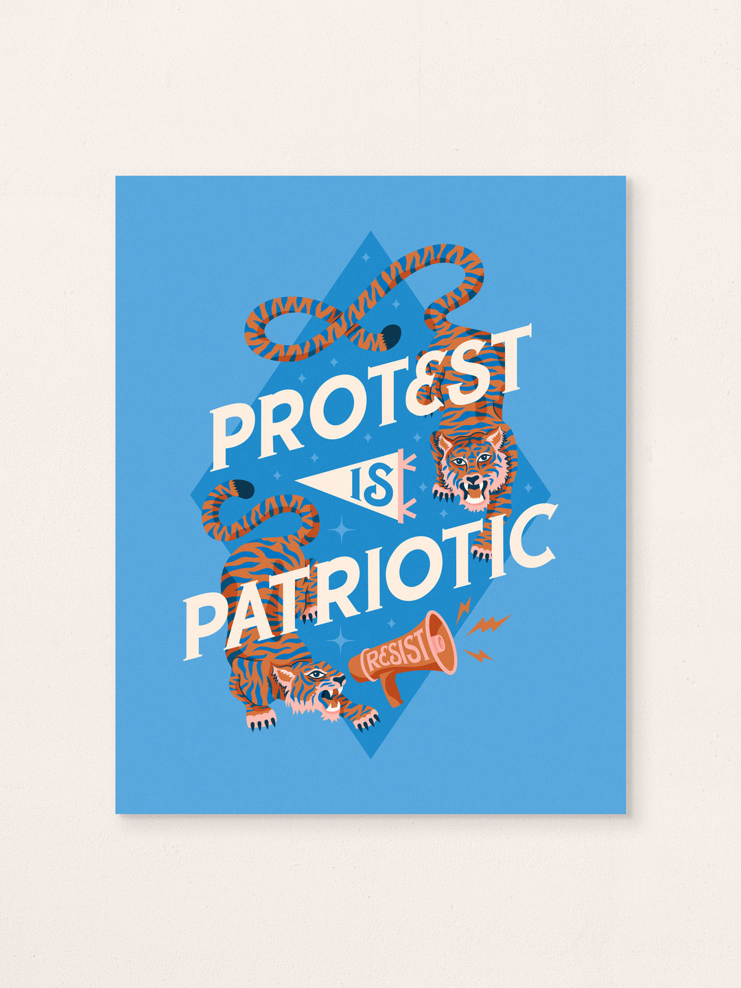 Protest is Patriotic, Tiger Illustrated Protest Wall Art Print