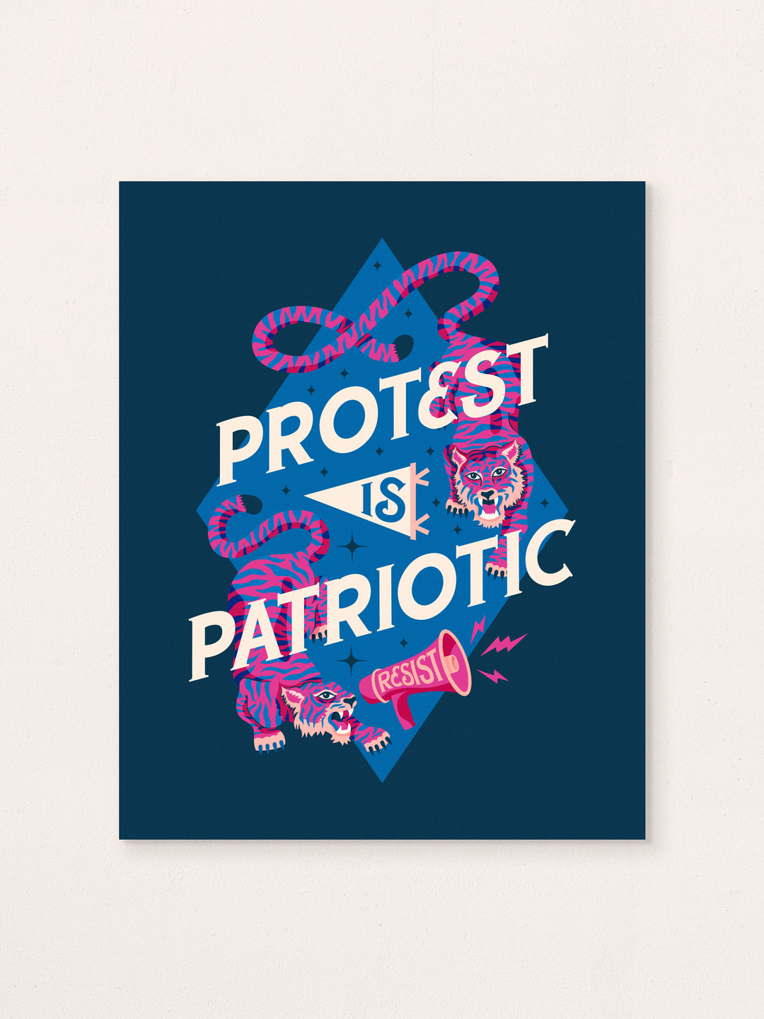 Protest is Patriotic, Tiger Illustrated Protest Wall Art Print