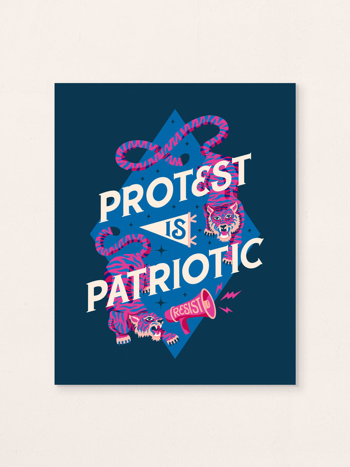 Protest is Patriotic, Tiger Illustrated Protest Wall Art Print