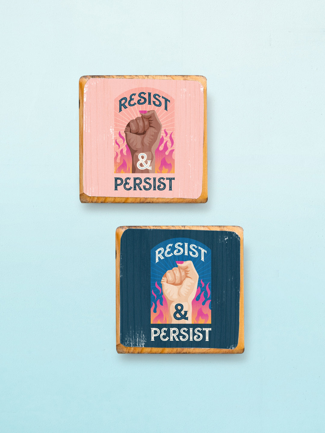 Resist and Persist, Protest Wood wall art