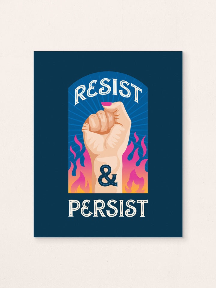 Resist and Persist, Illustrated Protest Wall Art Print