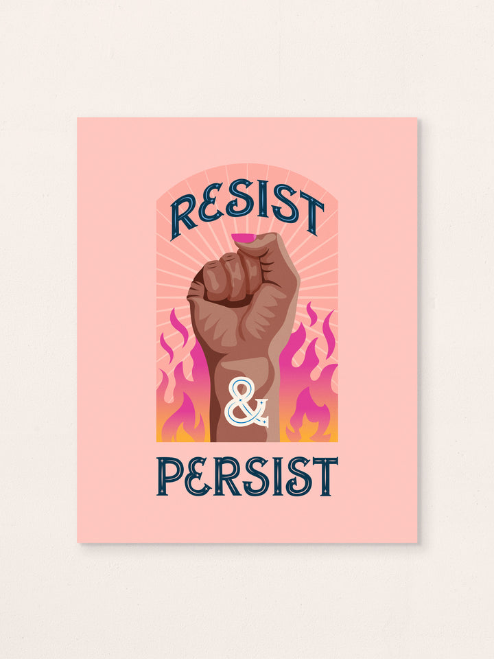 Resist and Persist, Illustrated Protest Wall Art Print