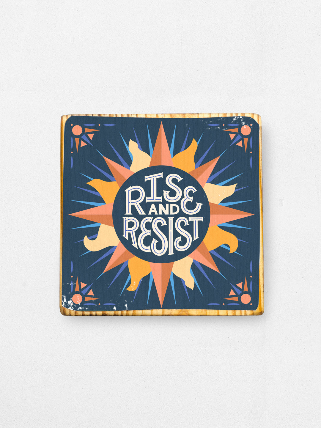 Rise and Resist, Illustrated Wood Art