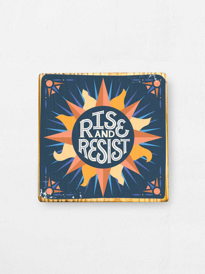 Rise and Resist, Illustrated Wood Art