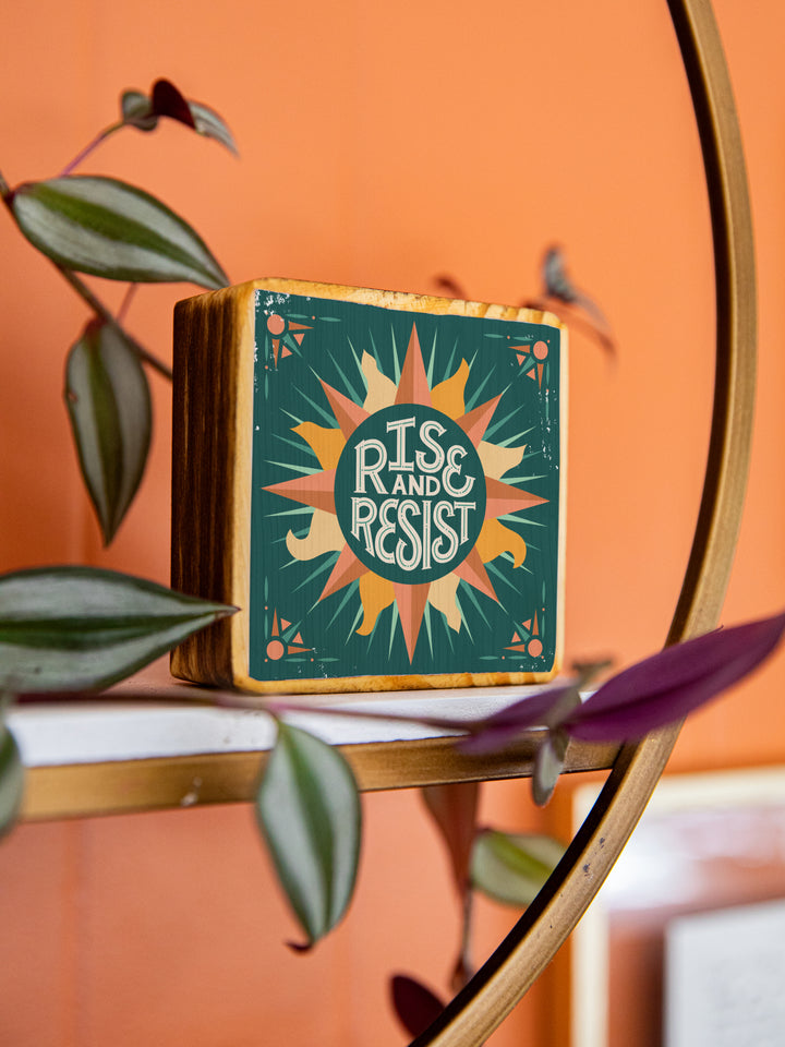 Rise and Resist, Illustrated Wood Art