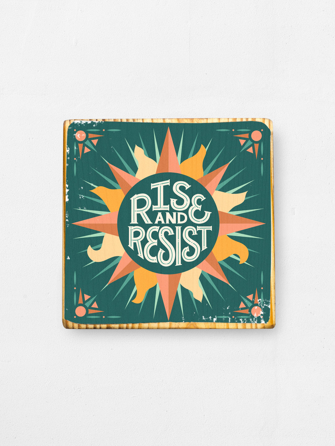 Rise and Resist, Illustrated Wood Art
