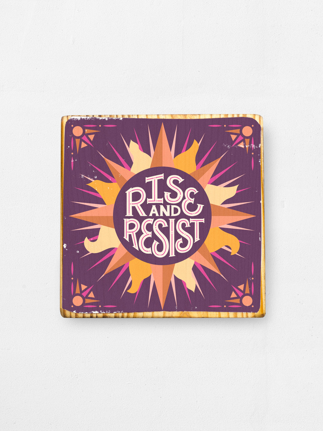 Rise and Resist, Illustrated Wood Art