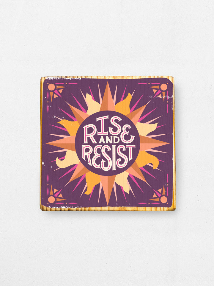 Rise and Resist, Illustrated Wood Art