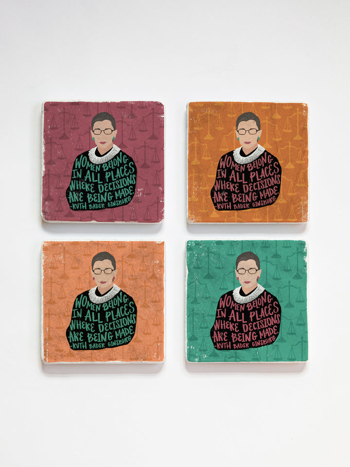 Ruth Bader Ginsburg Women Quote marble coasters