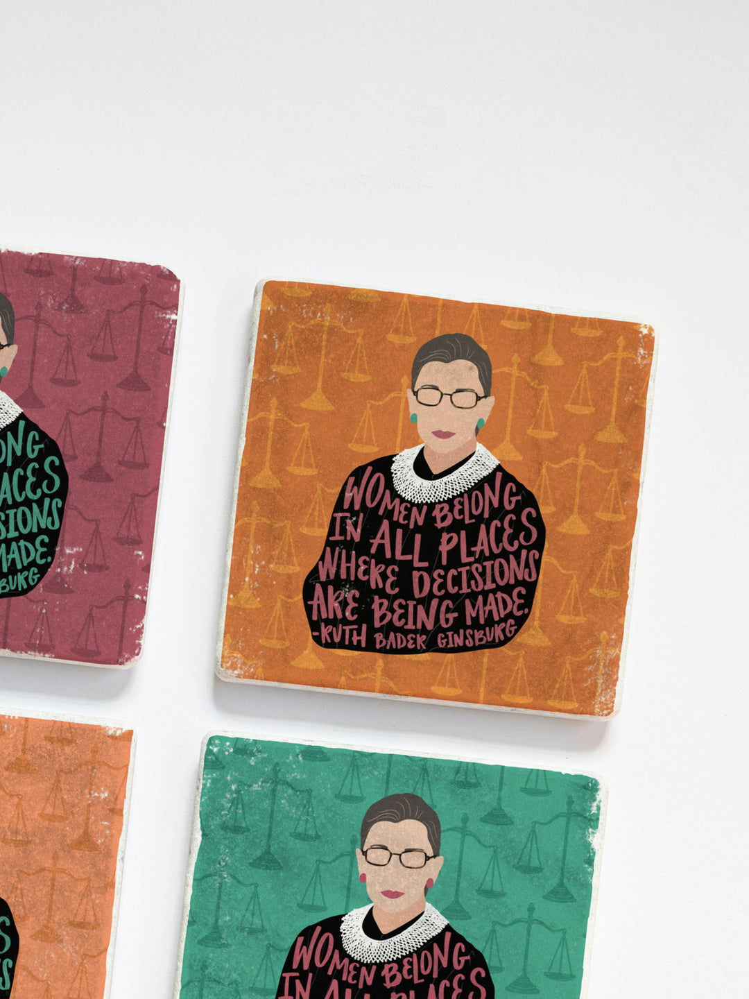 Ruth Bader Ginsburg Women Quote marble coasters