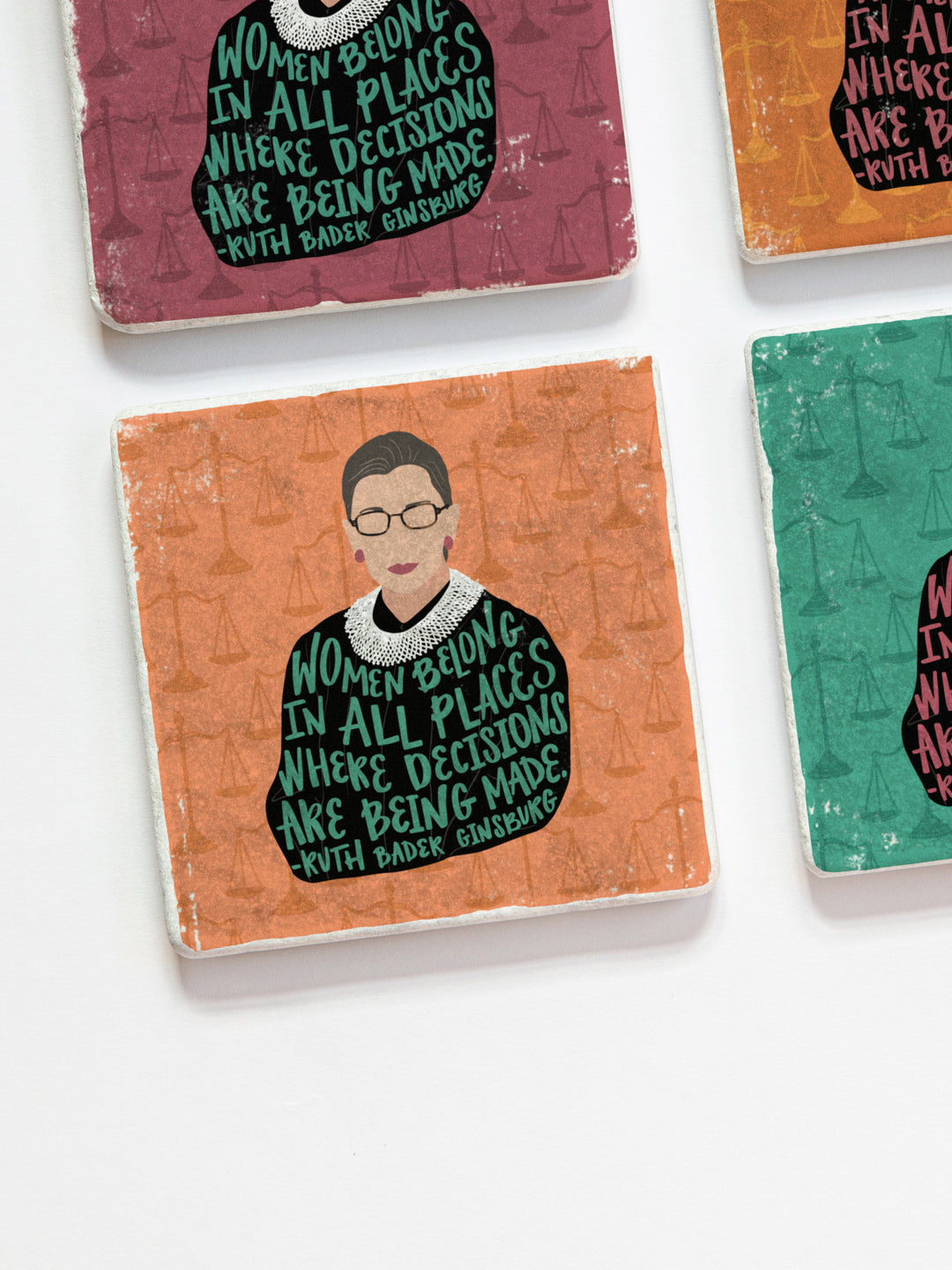 Ruth Bader Ginsburg Women Quote marble coasters