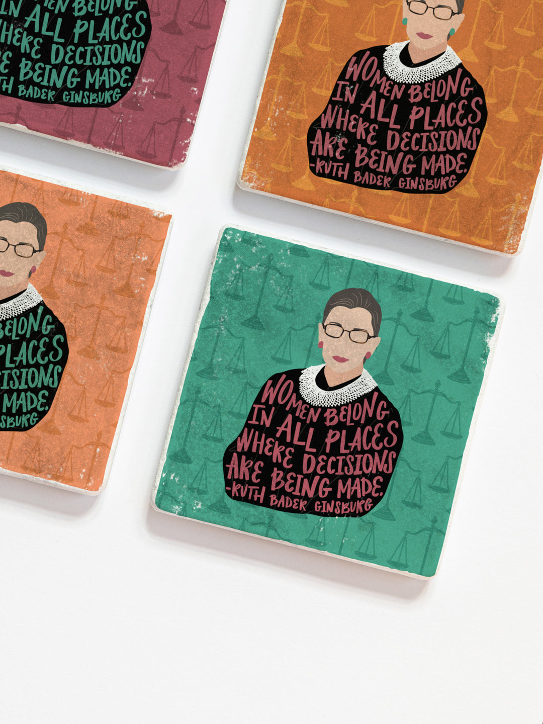 Ruth Bader Ginsburg Women Quote marble coasters