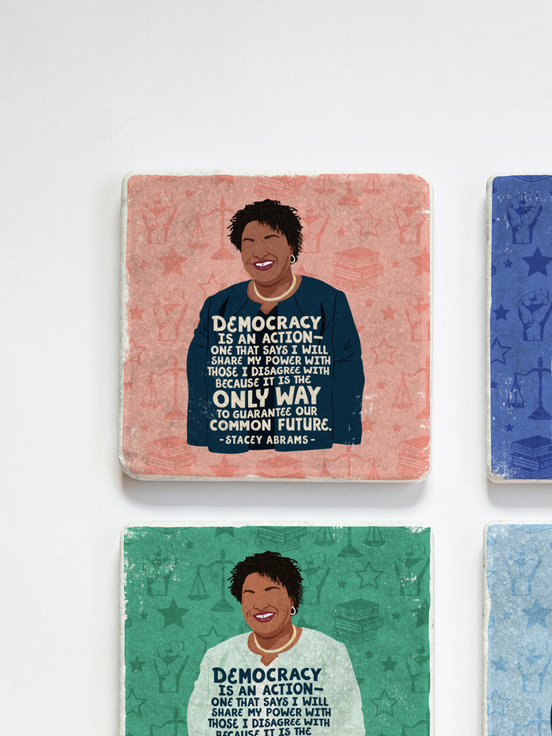 Stacey Abrams Quote marble coasters