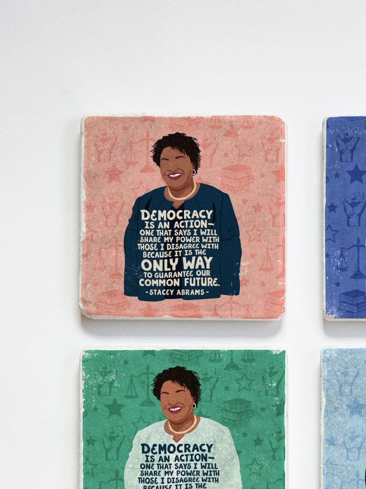 Stacey Abrams Quote marble coasters