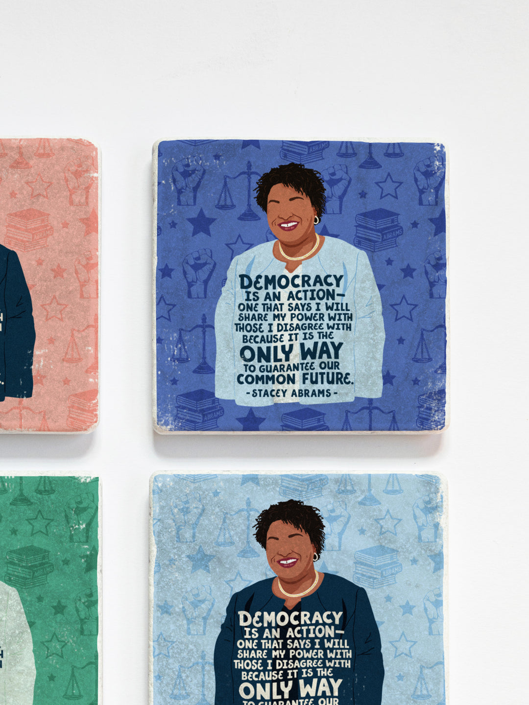 Stacey Abrams Quote marble coasters