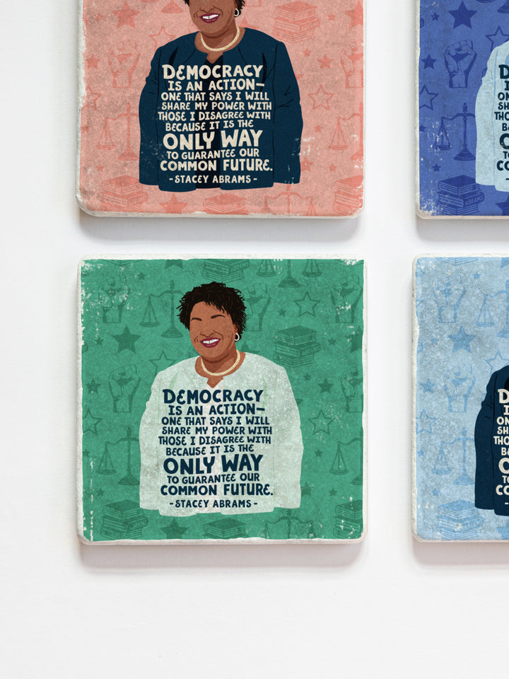 Stacey Abrams Quote marble coasters