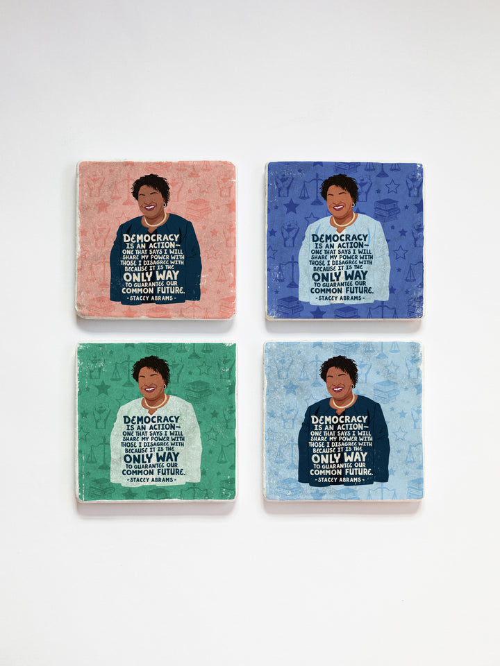 Stacey Abrams Quote marble coasters