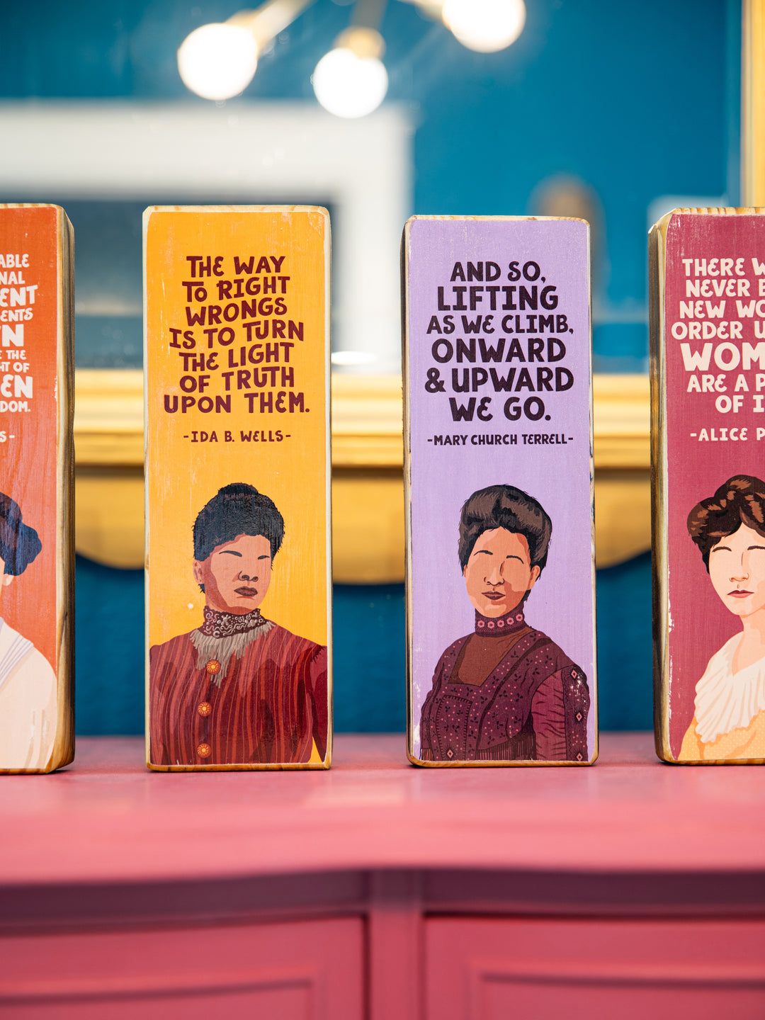 Suffragist Icons, Panoramic Wood Art Pack of 4