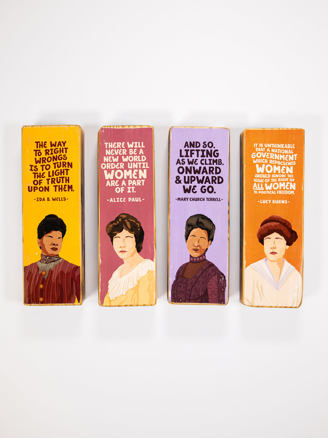 Suffragist Icons, Panoramic Wood Art Pack of 4