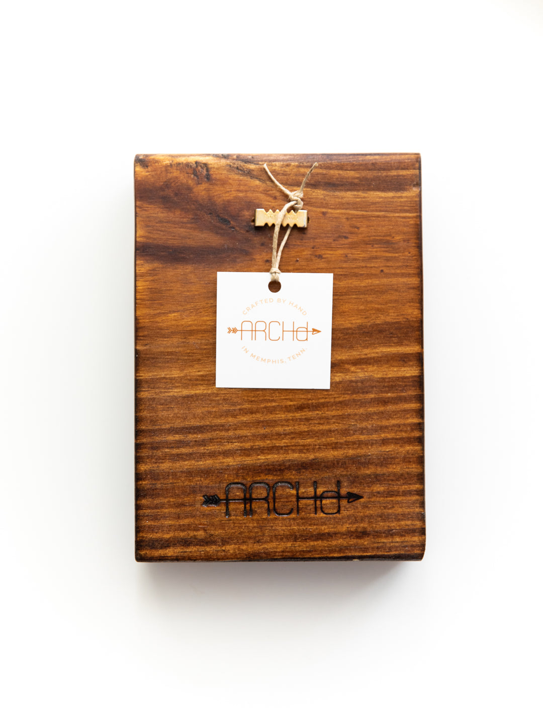 Back view of ARCHd 5x7 wood art