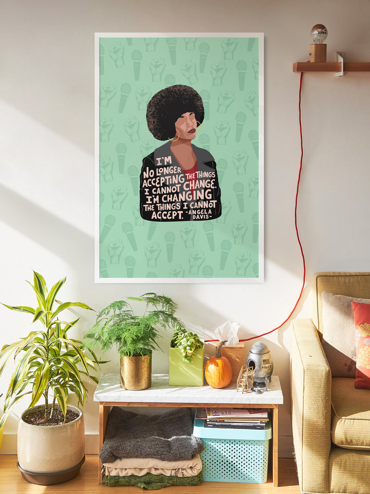 large angela davis poster print framed on wall. Angela Davis art