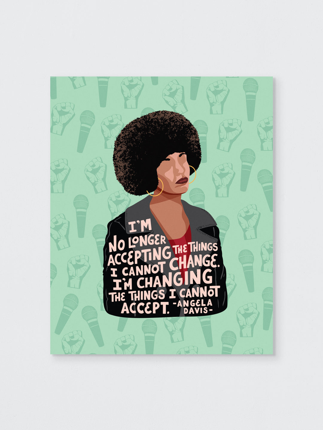 angela davis art print on green background. Angela Davis art