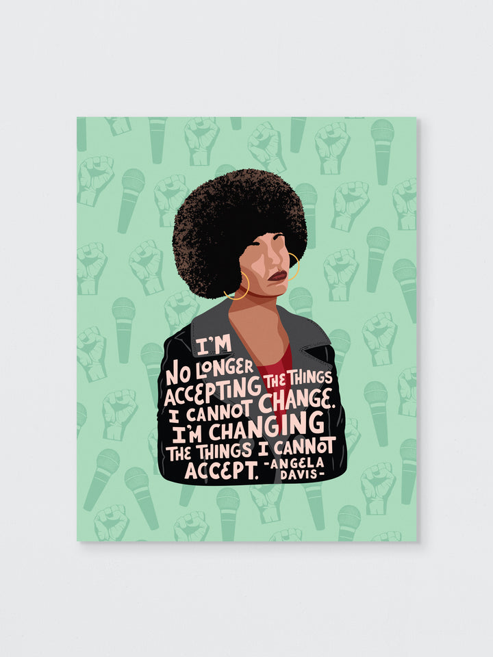 angela davis art print on green background. Angela Davis art