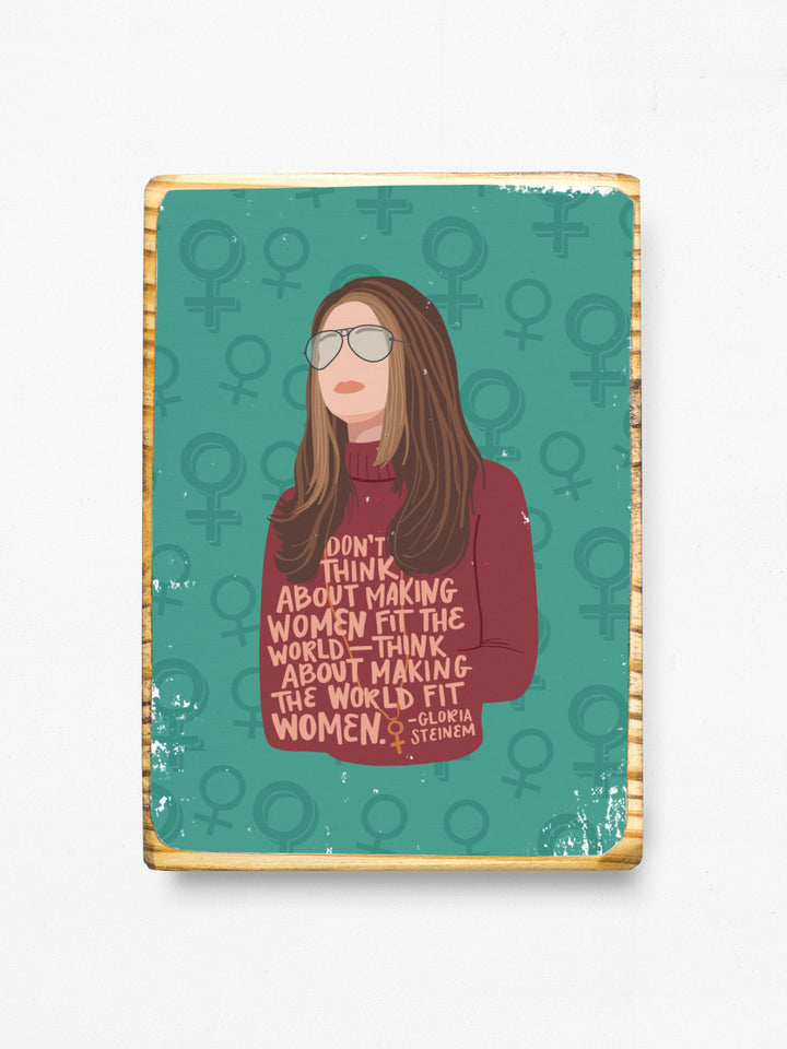 Gloria Steinem feminist women quote wood art home decor. Gloria Steinem art