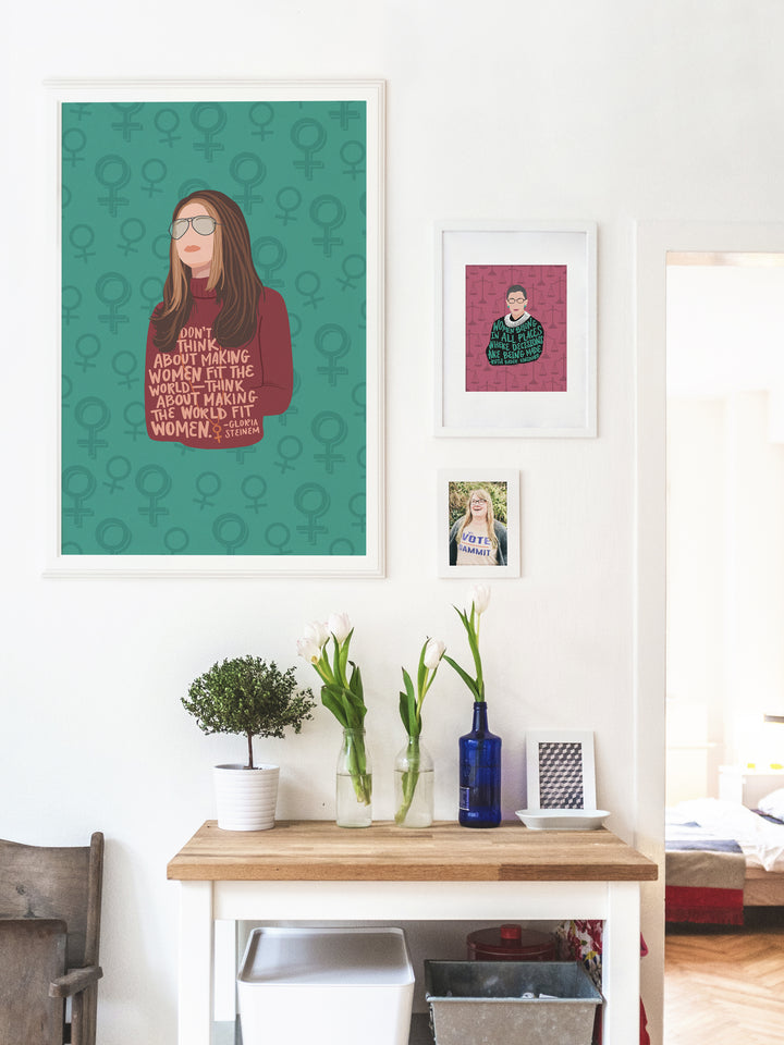 Gloria Steinem and Ruth Bader Ginsburg feminist women quote posters. Gloria Steinem art