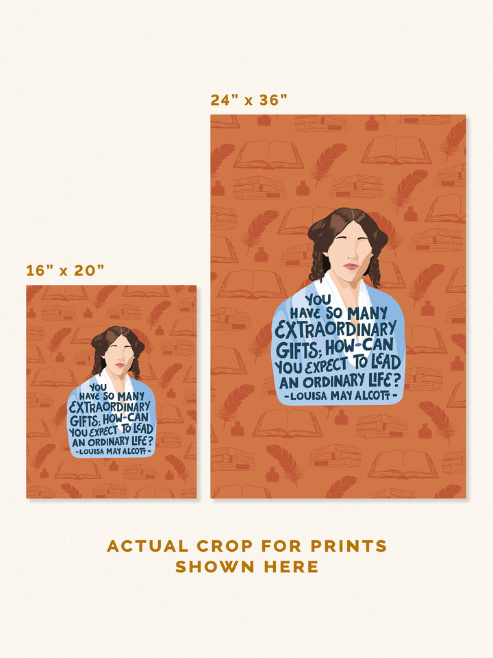 Crop examples for prints. 16x20 and 24x36. Louisa May Alcott gifts
