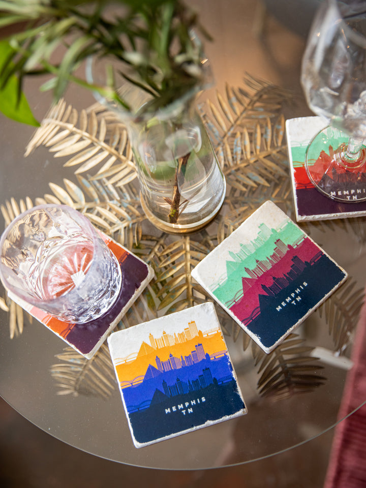 Memphis, Tennessee, Skyline marble coasters
