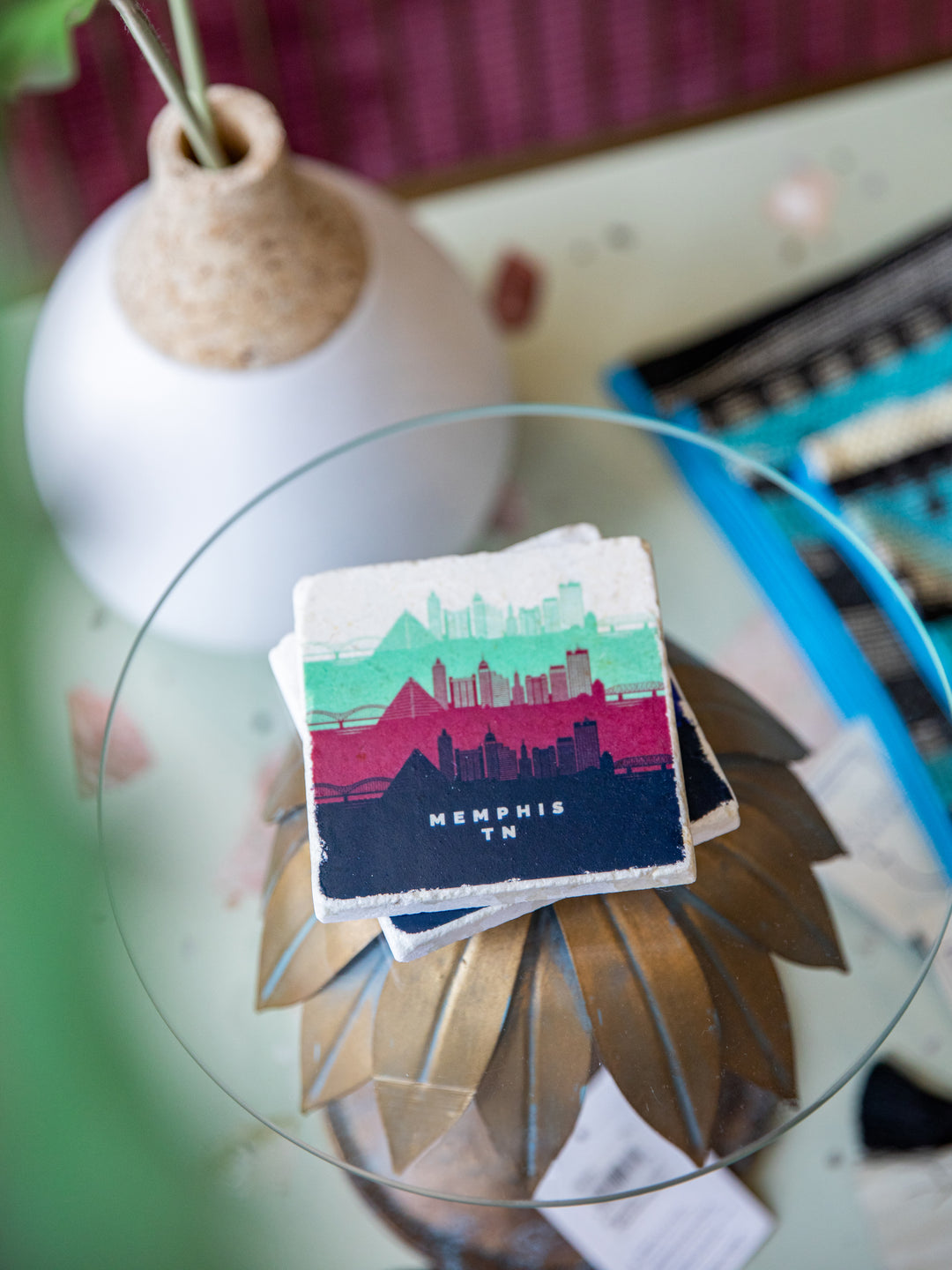 Memphis, Tennessee, Skyline marble coasters