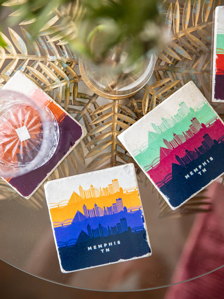 Memphis, Tennessee, Skyline marble coasters