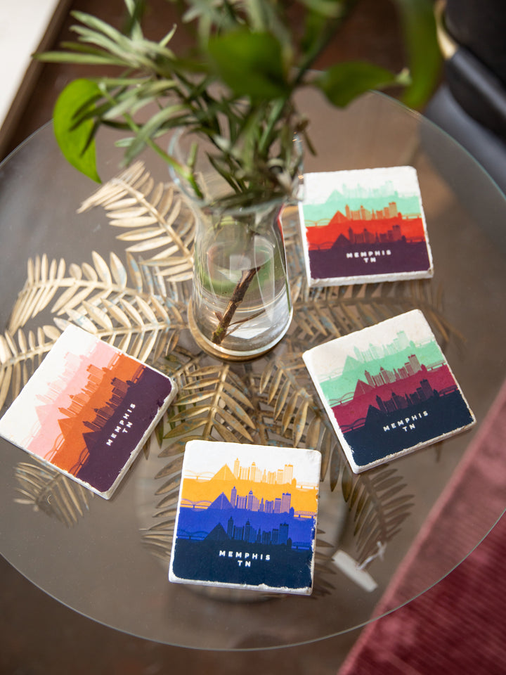 Memphis, Tennessee, Skyline marble coasters